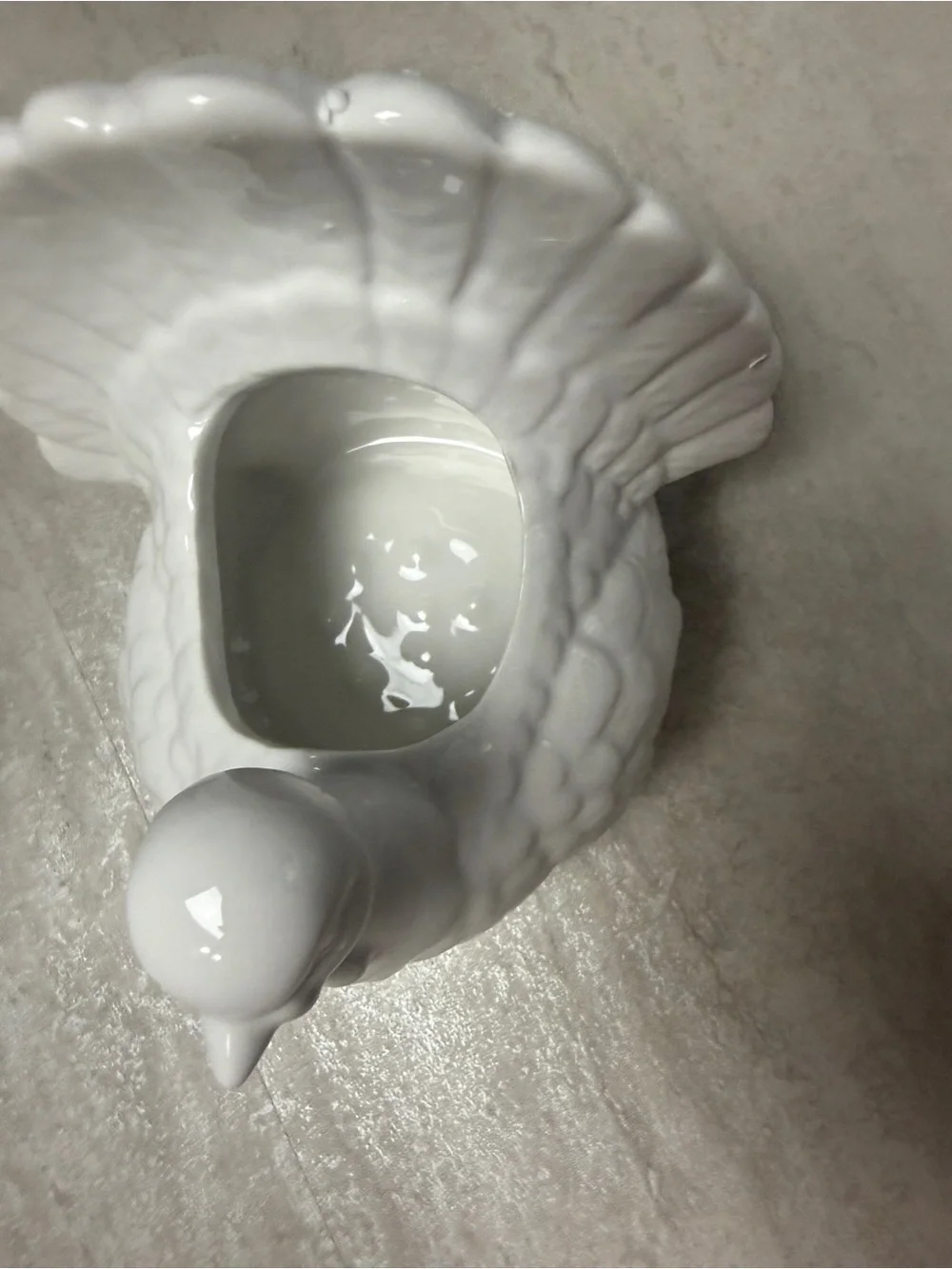 White Ceramic Turkey Serving Bowl - Decorative Table Accent